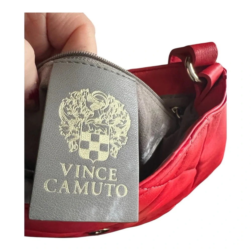 Vince Camuto Doty Red Quilted Leather Crossbody Handbag. - Picture 8 of 9